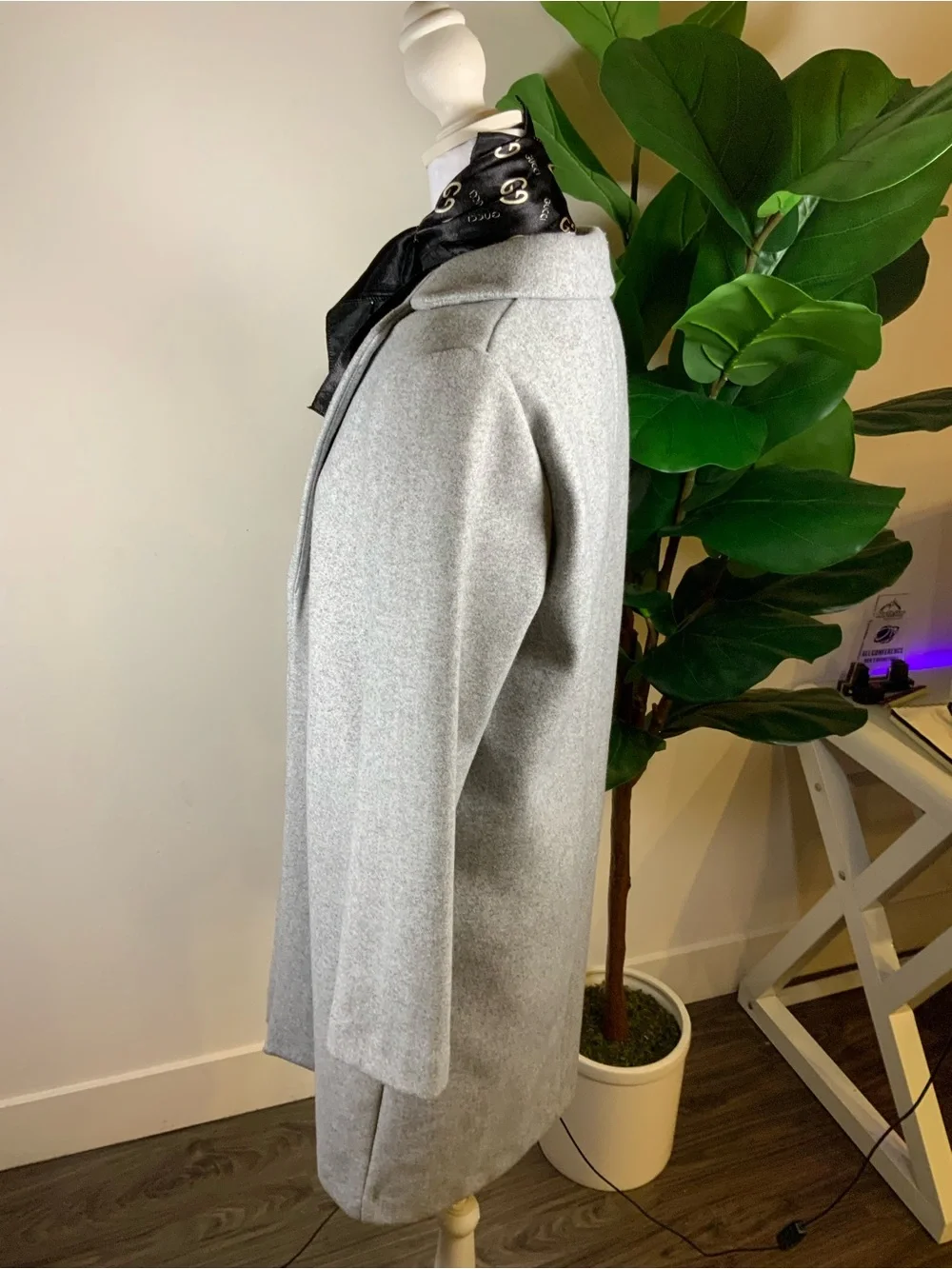 Zara Light Gray Open-Front Trench Coat